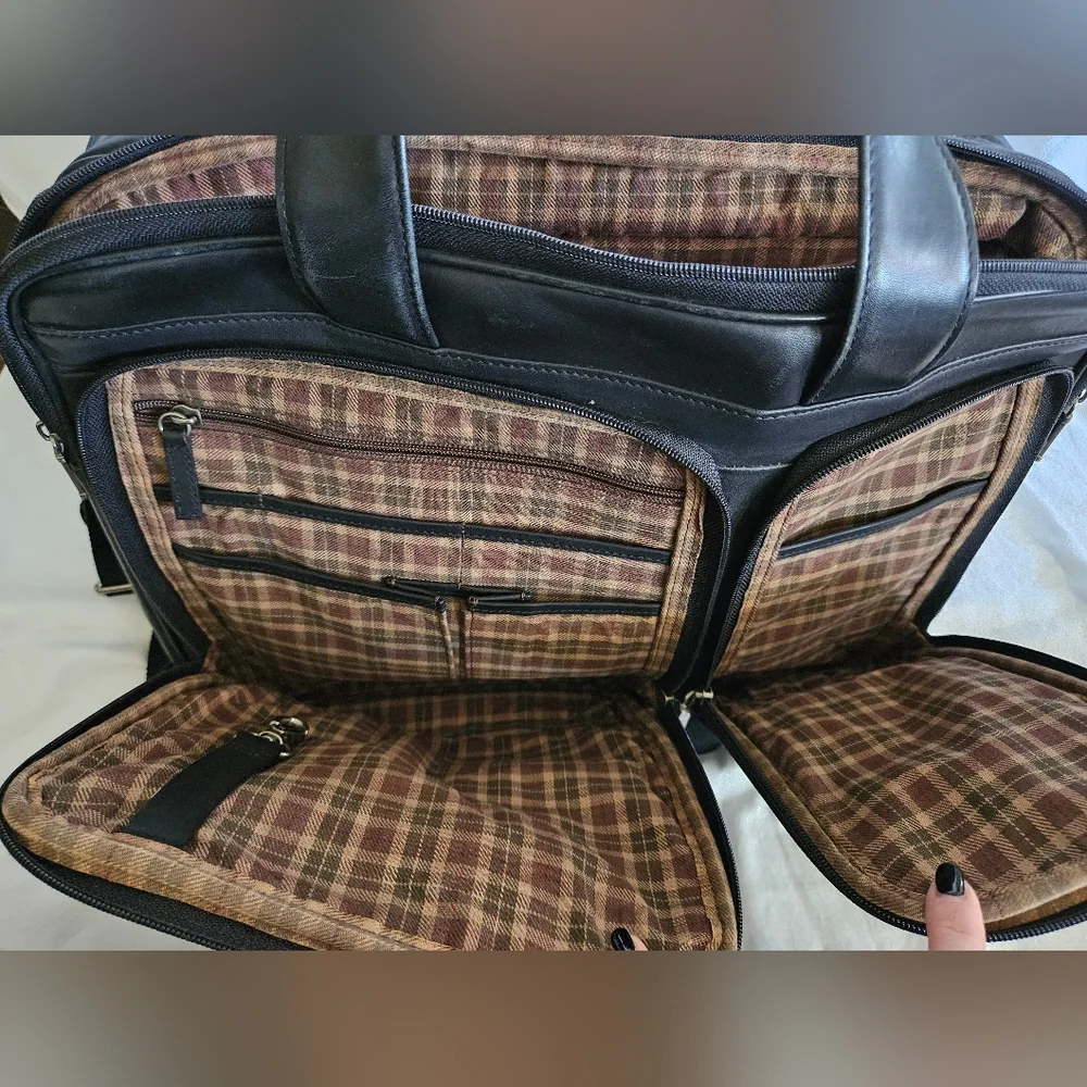 Vintage El Portal Black Leather Briefcase Laptop Messenger Bag
